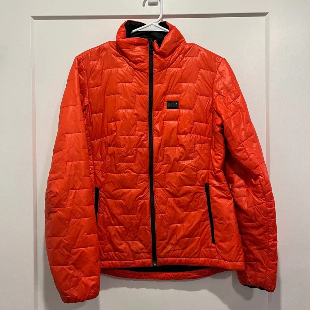 Helly Hansen Lifaloft Insulated Puffer Jacket Orange Mens Small Full Zip Coat